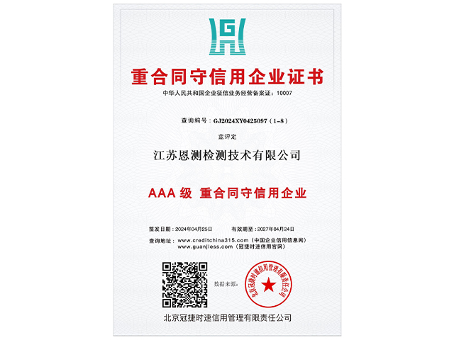 AAA級重合同守信用企業